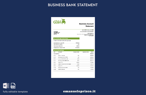 stile verificato Estratto conto di controllo della società Palau Bank of Guamani